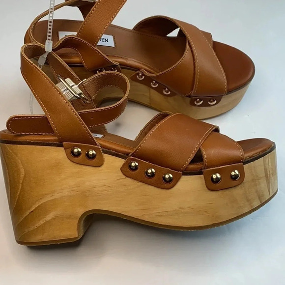 Steve Madden Platform Heel Wooden Studded New - Picture 7 of 10